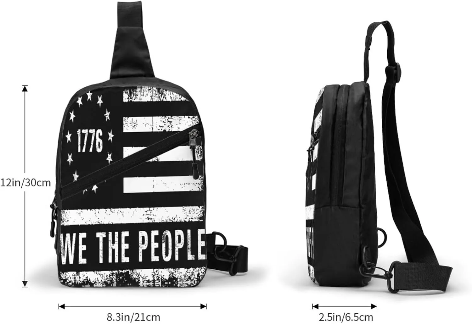 American Flags We The People Portable Sling Bags Packable Crossbody Bag Foldable Sport Daypack Reusable Shoulder Backpack Diagonally Chest Bag for Workout Travel