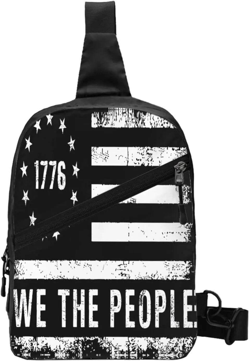 American Flags We The People Portable Sling Bags Packable Crossbody Bag Foldable Sport Daypack Reusable Shoulder Backpack Diagonally Chest Bag for Workout Travel