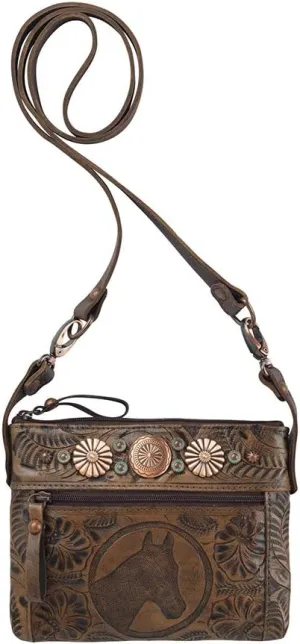 American West Women's Trail Rider Crossbody Bag Distressed Brown One Size