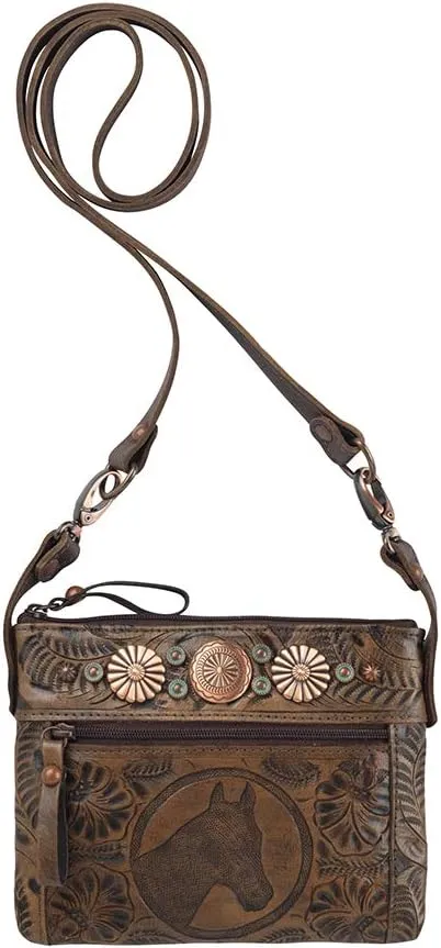 American West Women's Trail Rider Crossbody Bag Distressed Brown One Size