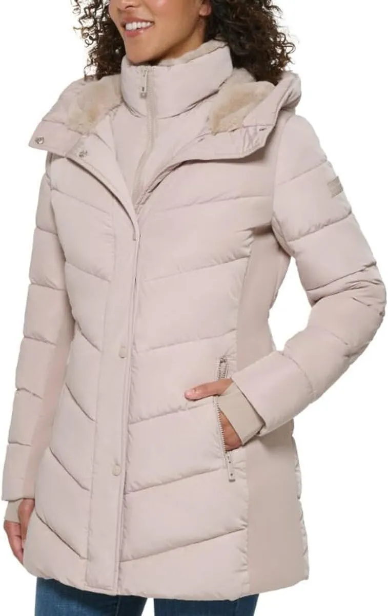 Andrew Marc Women's Mixed Media Hooded Puffer Jacket