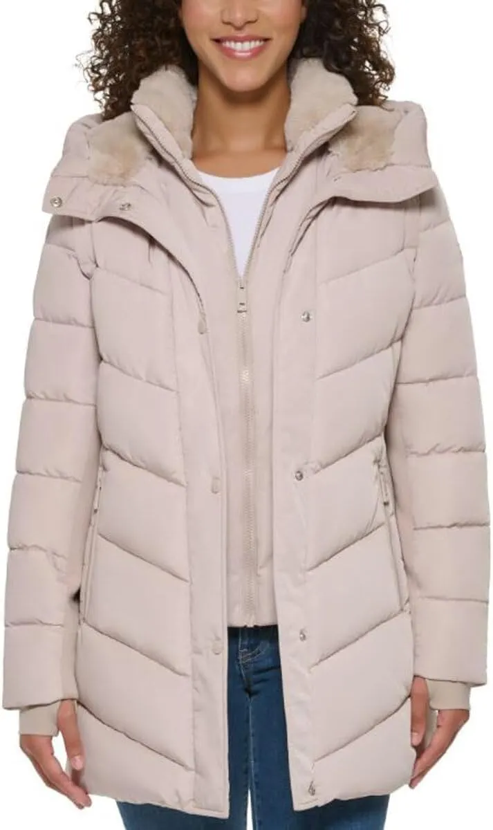 Andrew Marc Women's Mixed Media Hooded Puffer Jacket
