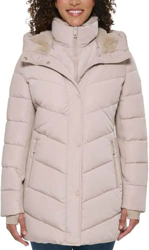 Andrew Marc Women's Mixed Media Hooded Puffer Jacket