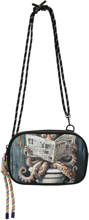 animal sea Vintage Toilet Read Newspaper Side Purse Crossbody Men Beauty with Credit Card Slots Handbags For Hiking Traveling