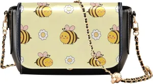 Animal Women Leather Shoulder Bag, Cute Cat Caticorn Kitten Unicorn Crossbody Bags for Women Handbag Chain Strap