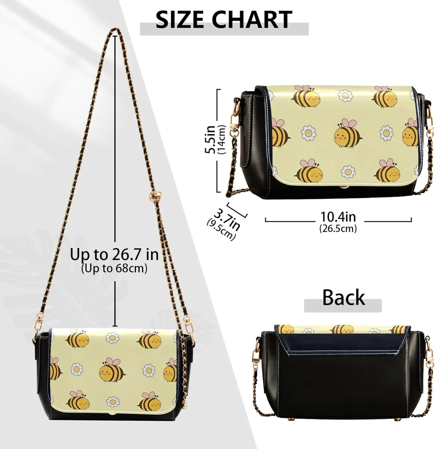 Animal Women Leather Shoulder Bag, Cute Cat Caticorn Kitten Unicorn Crossbody Bags for Women Handbag Chain Strap