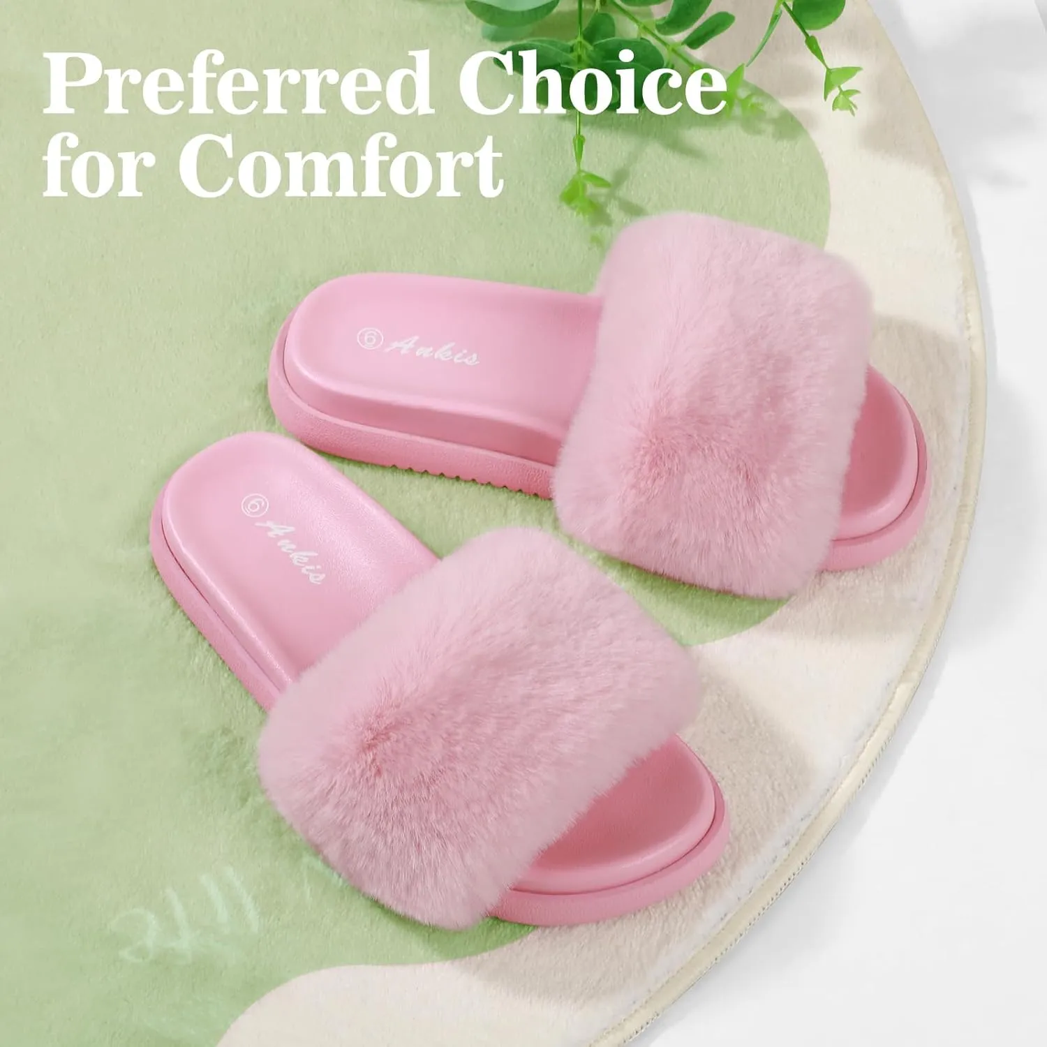 Ankis Black Pink Grey Camel Fur Slides-Cute Chic Versatile Pretty Soft Platform Slides, Open Toe, Non-slip Womens House Fluffy Slippers, Fuzzy Slippers for Women Indoor Outdoor, All Seasons