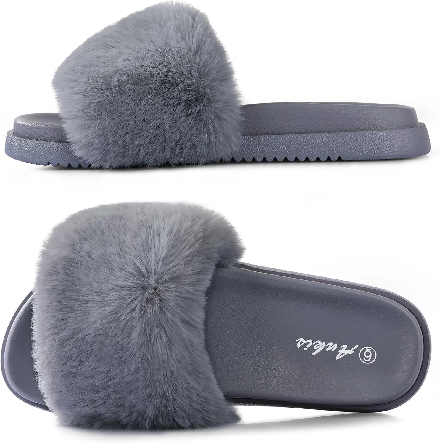 Ankis Black Pink Grey Camel Fur Slides-Cute Chic Versatile Pretty Soft Platform Slides, Open Toe, Non-slip Womens House Fluffy Slippers, Fuzzy Slippers for Women Indoor Outdoor, All Seasons