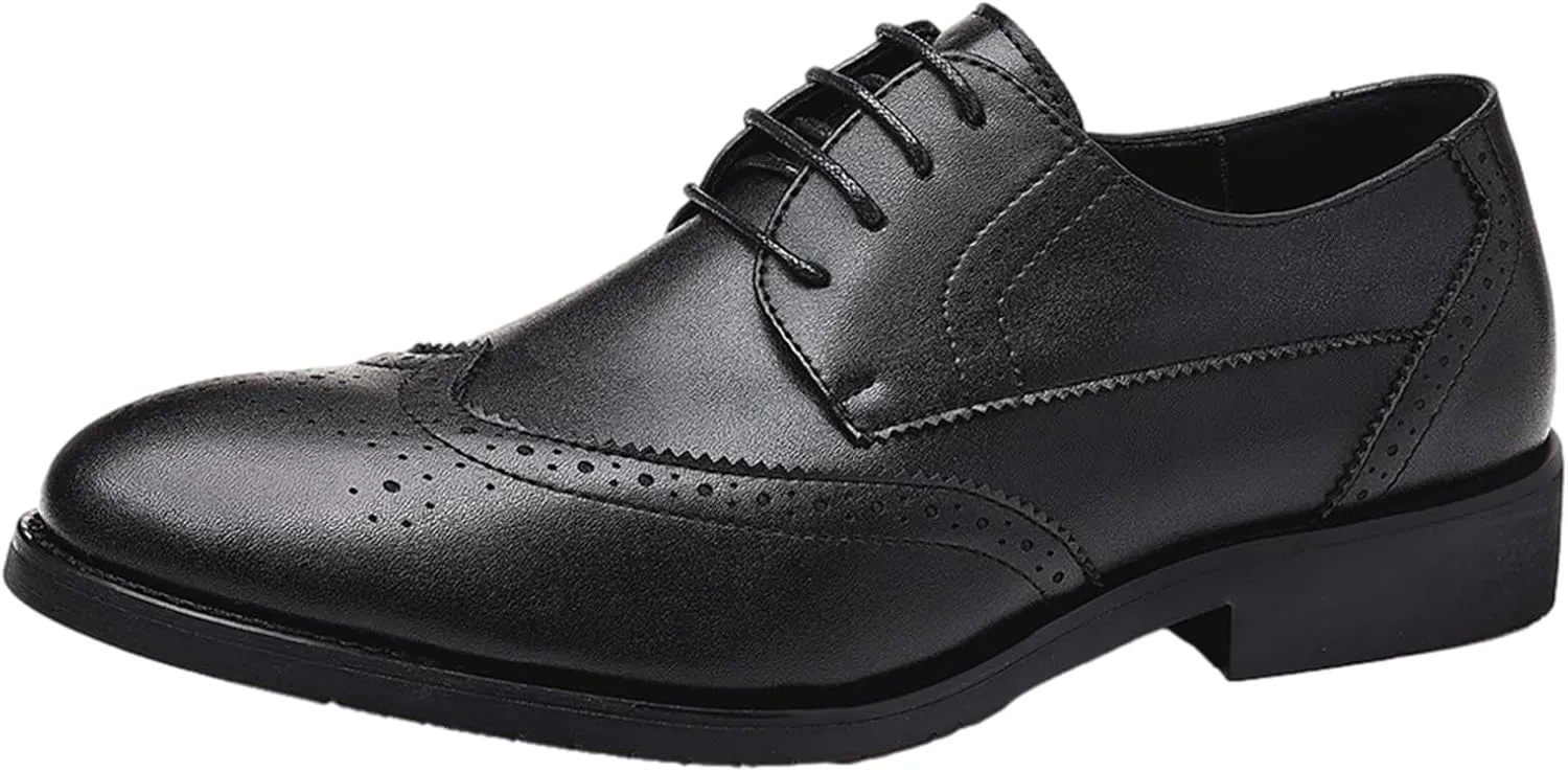 ANUFER Men's Elegant Wingtip Brogue Spectator Shoes Patchwork Derby Lace Up Dress Shoes