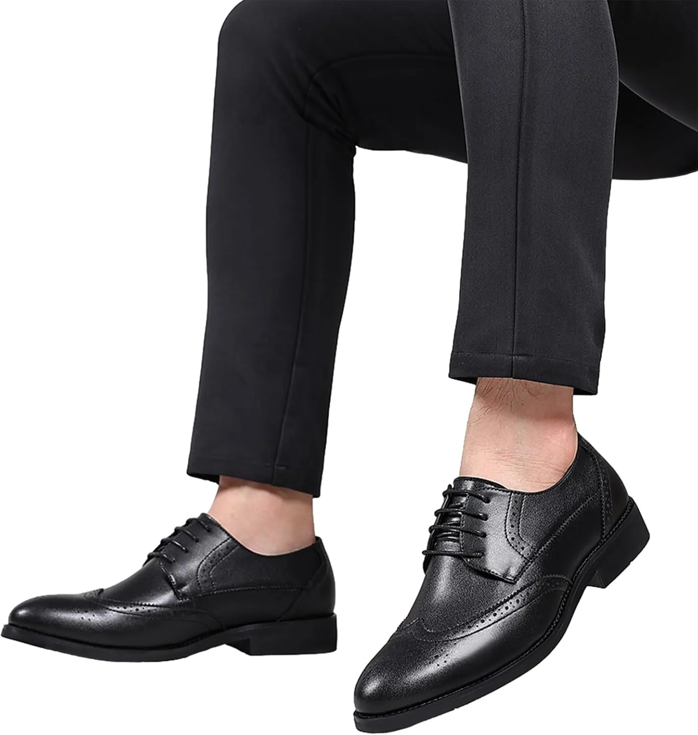 ANUFER Men's Elegant Wingtip Brogue Spectator Shoes Patchwork Derby Lace Up Dress Shoes