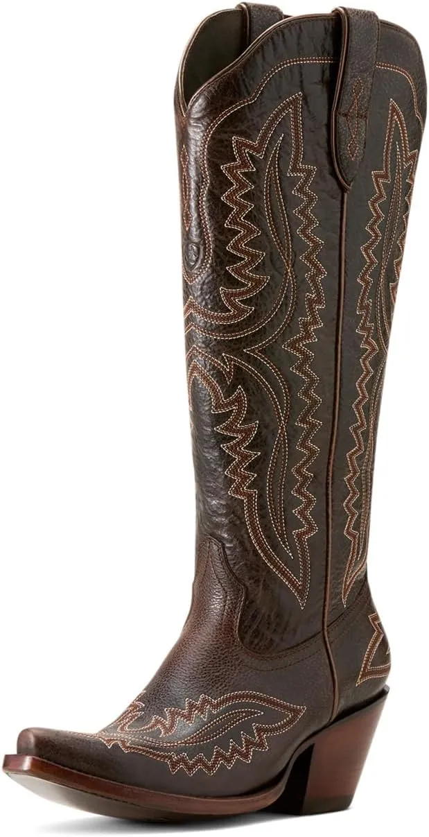 ARIAT Womens Casanova Embroidered Snip Toe Zippered Casual Boots Over the Knee Low Heel 1-2" - Blue