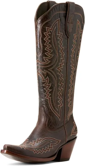 ARIAT Womens Casanova Embroidered Snip Toe Zippered Casual Boots Over the Knee Low Heel 1-2" - Blue
