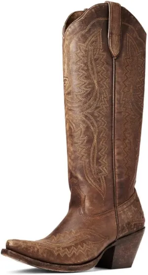 Ariat Womens Casanova Tall Embroidered Snip Toe Zippered Casual Boots Knee High Mid Heel 2-3" - Silver