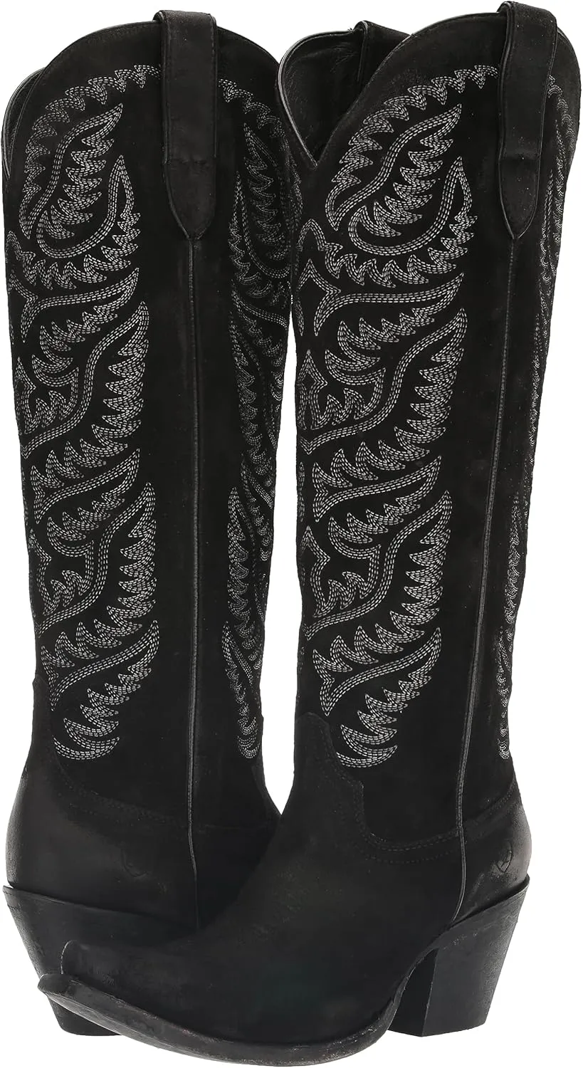 ARIAT Womens Laramie Stretchfit Embroidered Snip Toe Casual Boots Over the Knee Low Heel 1-2" - Red