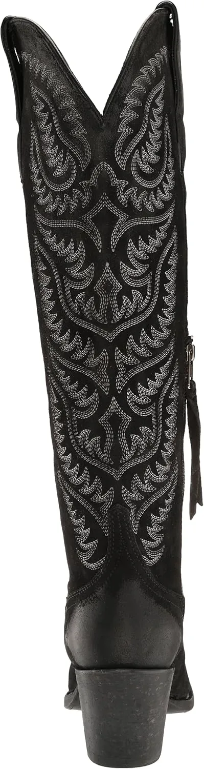 ARIAT Womens Laramie Stretchfit Embroidered Snip Toe Casual Boots Over the Knee Low Heel 1-2" - Red