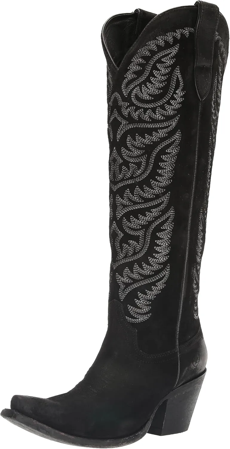 ARIAT Womens Laramie Stretchfit Embroidered Snip Toe Casual Boots Over the Knee Low Heel 1-2" - Red
