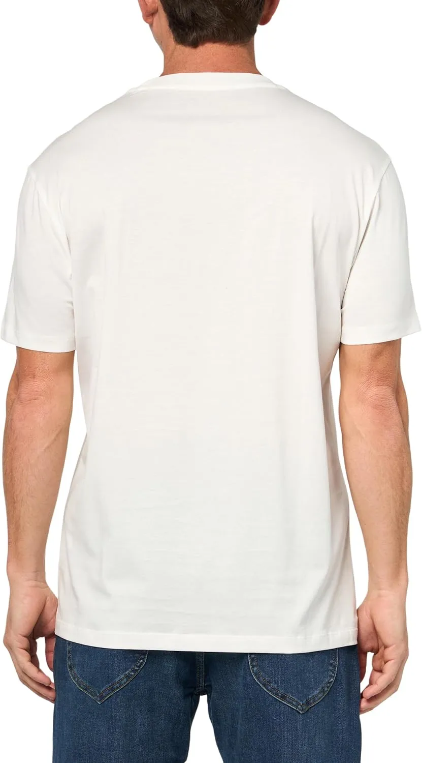 Armani Exchange Men's Faux Leather Elongated Box Logo Tee