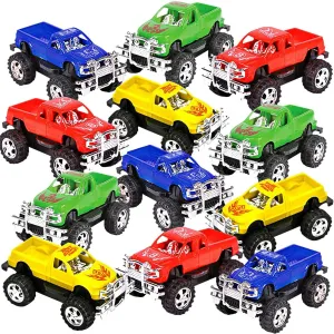 ArtCreativity 12 Pieces Pull Back Mini Pickup Trucks for Kids – Mini Monster Trucks in Assorted Colors, Birthday Race Car Party Favors for Boys & Girls, Goodie Bag Fillers, Fun Gift Idea, Age 3 