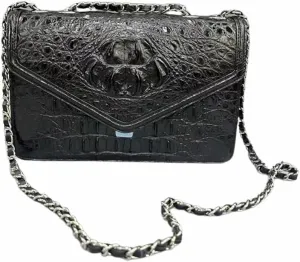 Authentic Alligator Leather Women's Chain Strap Envelop Bag Genuine Crocodile Skin Lady Single Shoulder Bag Female Purse