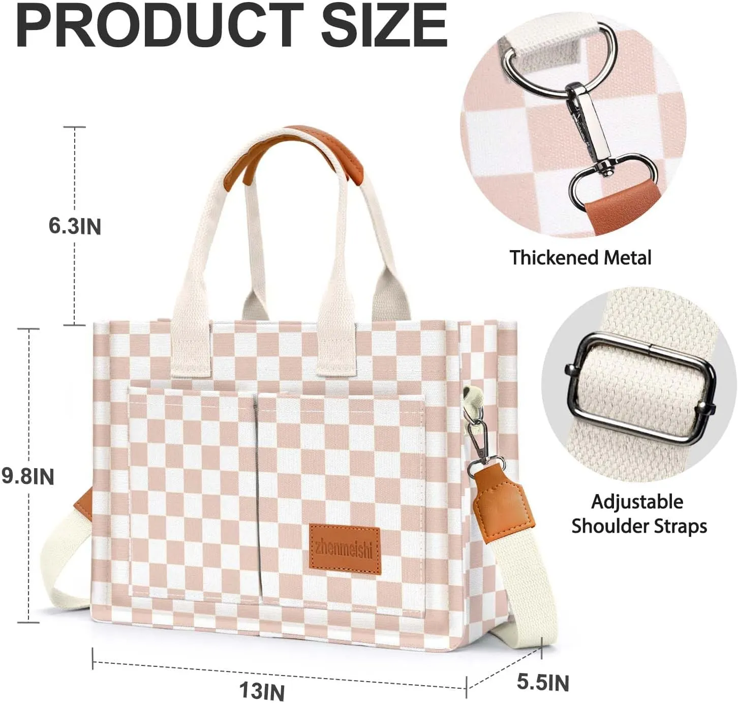 Ayieyill Canvas Tote Bag for Women with Pockets Crossbody Bag Tote Shoulder Handbags Casual Work Bags Everything Tote Bag