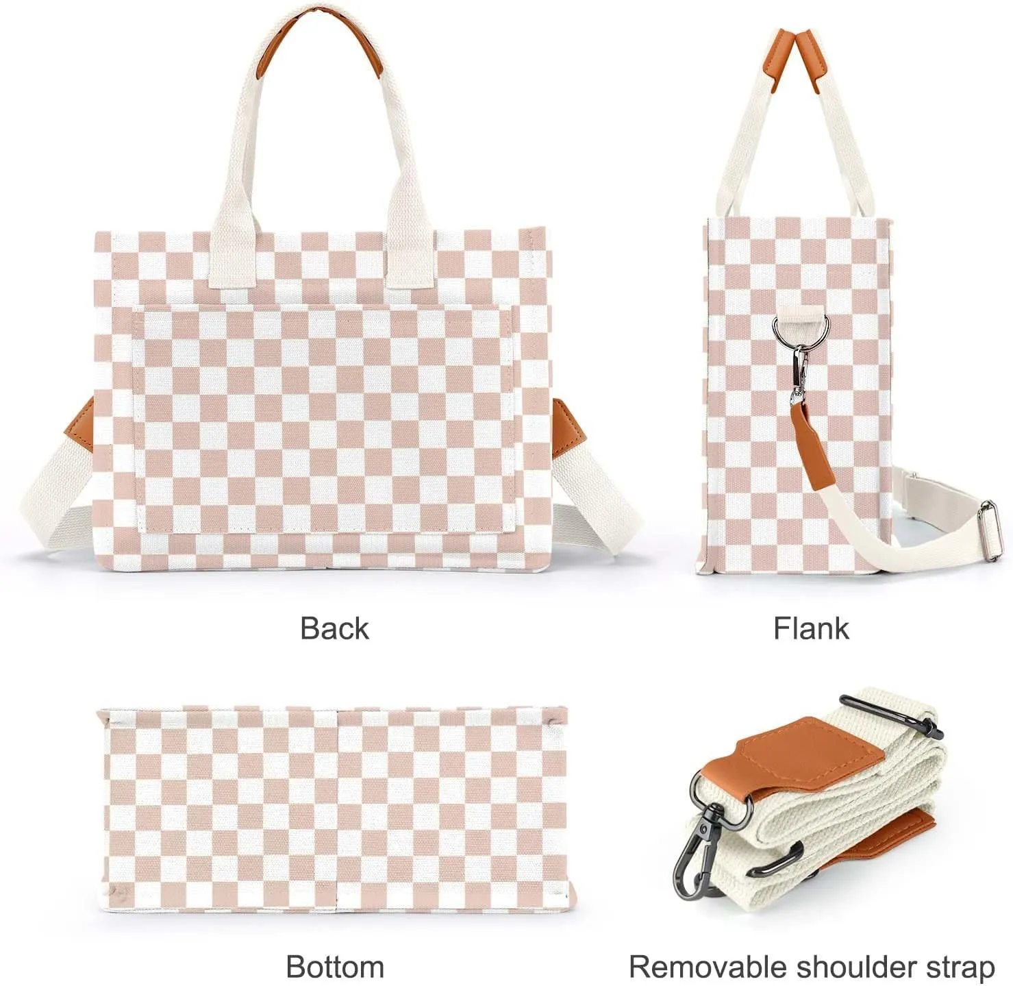Ayieyill Canvas Tote Bag for Women with Pockets Crossbody Bag Tote Shoulder Handbags Casual Work Bags Everything Tote Bag