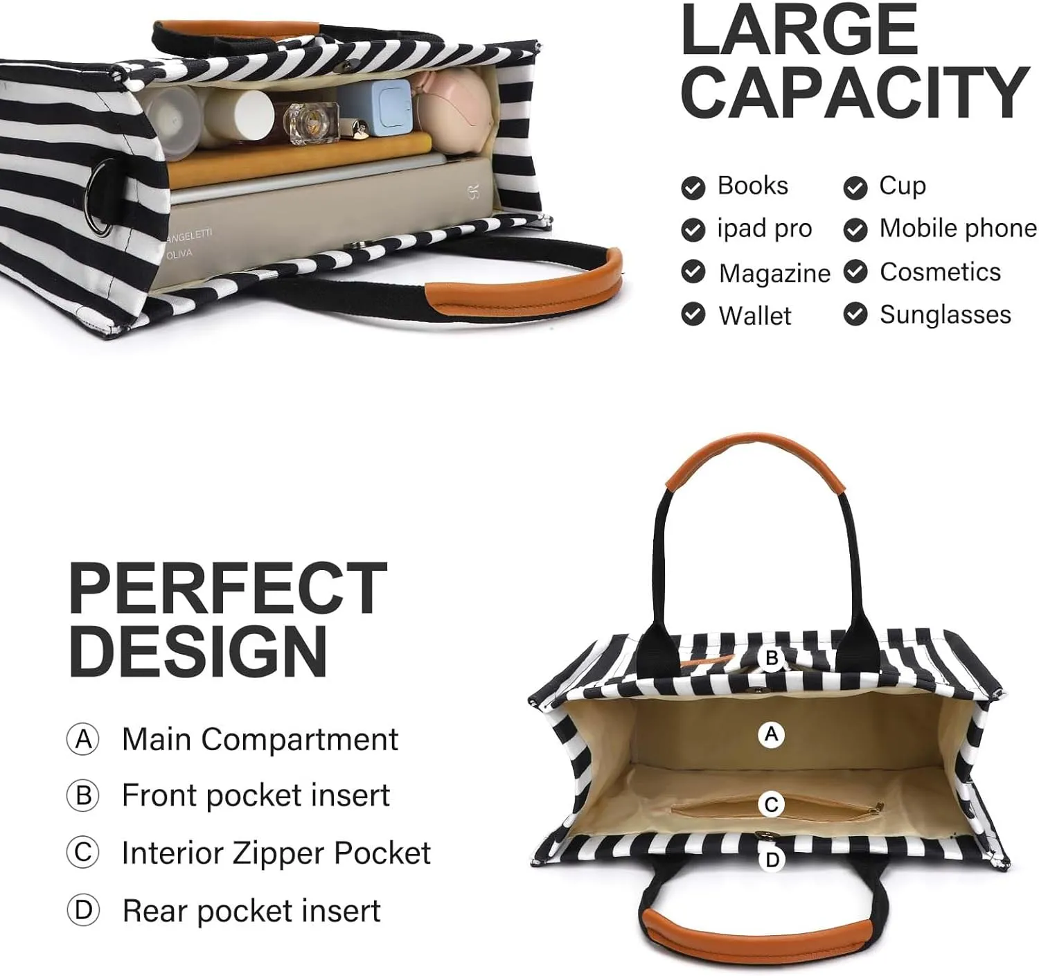 Ayieyill Canvas Tote Bag for Women with Pockets Crossbody Bag Tote Shoulder Handbags Casual Work Bags Everything Tote Bag