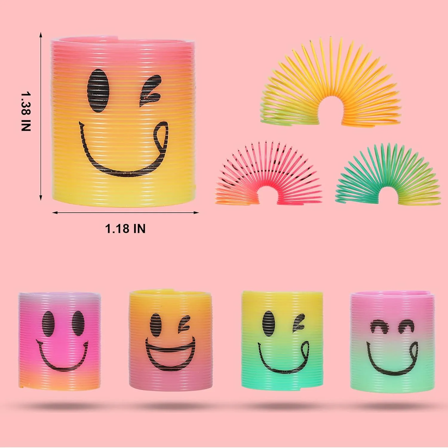 AZEN 120 Pcs Mini Spring Party Favors for Kids 3-5 4-8, Goodie Bags Stuffers for Birthday Party, Classroom Prizes Kids Prizes, Small Bulk Toys Gifts (4 Smile)