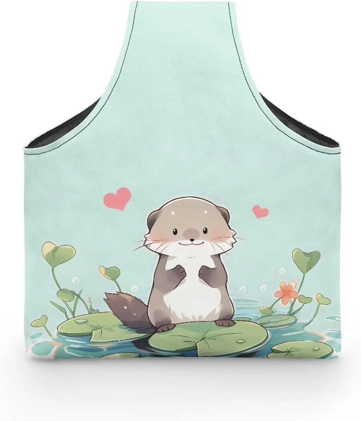 Babrukda Yarn Bag with Holes for Crochet Yarn Storage Handbag Crochet Bag Organizer Yarn Holder Tote Knitting Bag with Handles Craft Kits Bag Cute Otter Print Embroidery Project Bag Large