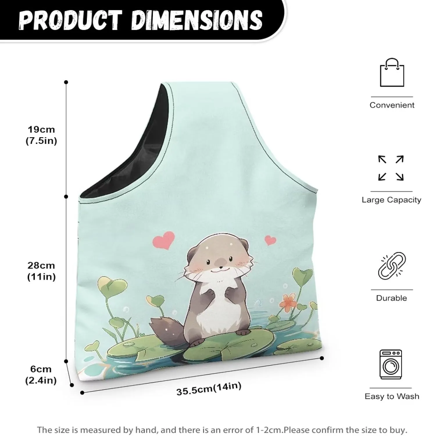 Babrukda Yarn Bag with Holes for Crochet Yarn Storage Handbag Crochet Bag Organizer Yarn Holder Tote Knitting Bag with Handles Craft Kits Bag Cute Otter Print Embroidery Project Bag Large