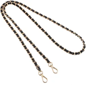 Bag Leather Chain Strap for Handbag Replacement,Purse Chain Shoulder Straps Crossbody (BLACK-90CM)