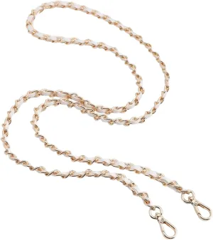 Bag Leather Chain Strap for Handbag Replacement,Purse Chain Shoulder Straps Crossbody (WHITE-90CM)