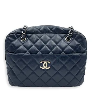 Bag Quilted Silver Bag Ending soon hardware Cc in Caviar Top-rated 30x22x9cm Shoulder Leather, Navy Blue Camera