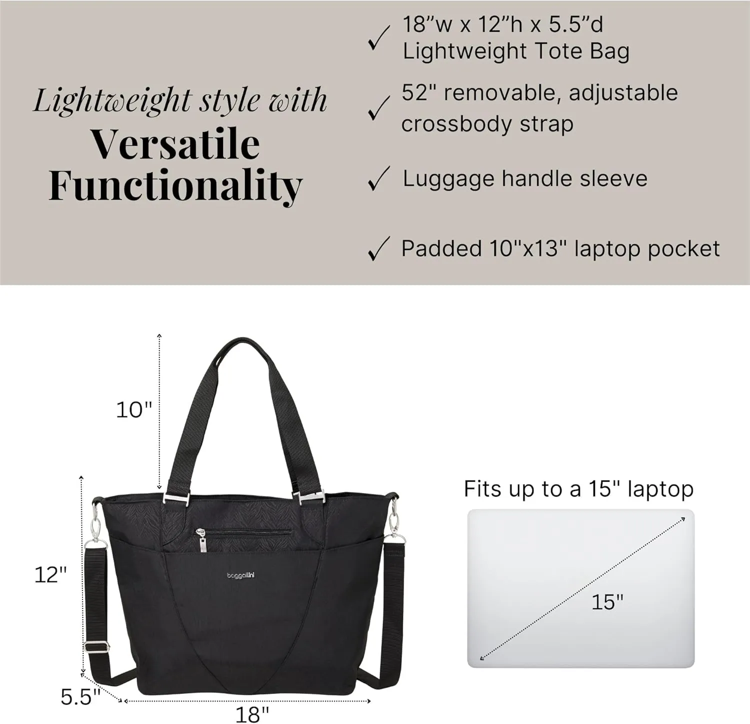 Baggallini unisex adult Avenue Tote