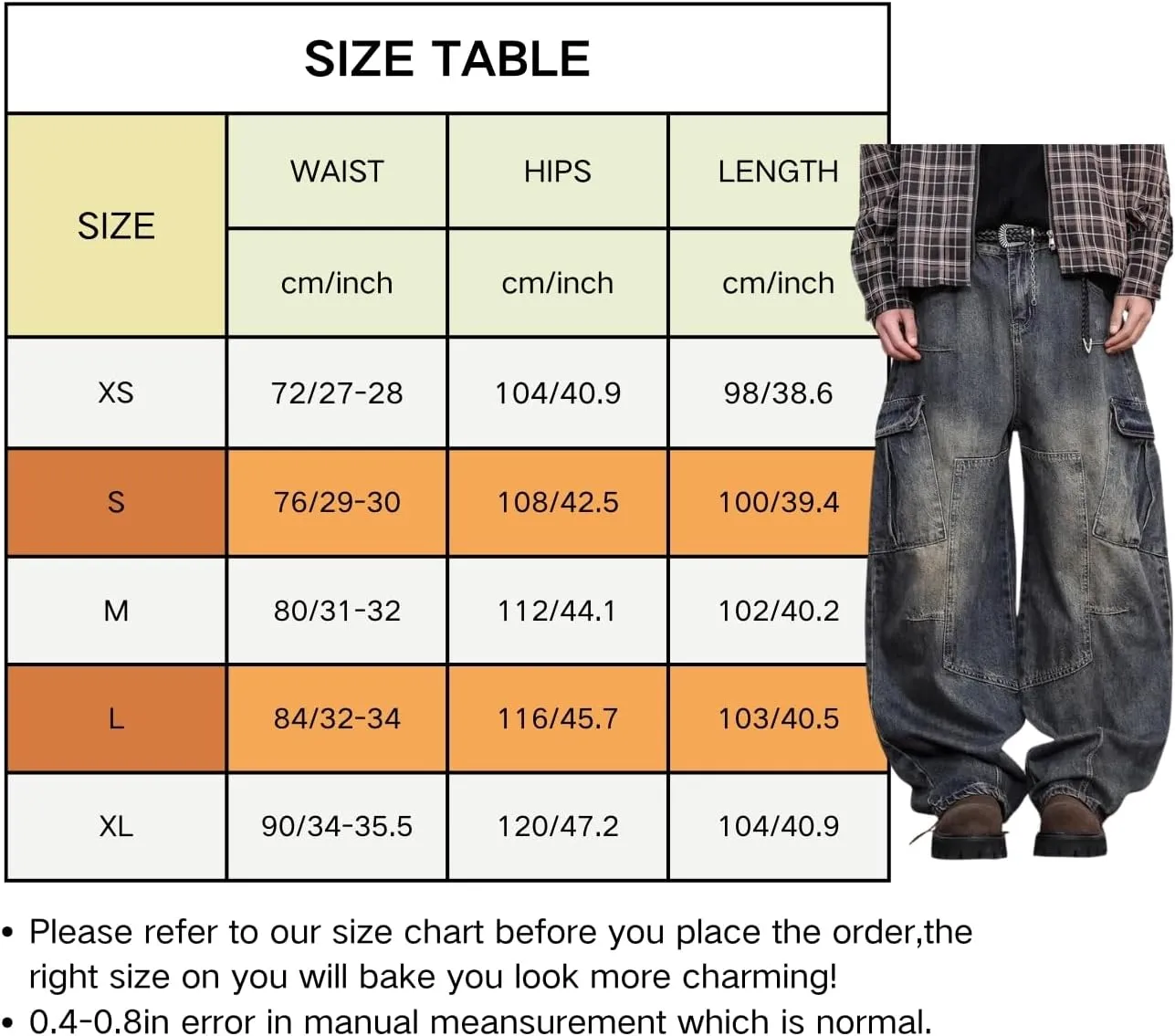 Baggy Barrel Jeans for Men Wide Leg Cargo Jeans Loose Distressed Denim Oversized Pants Fashion Casual Clothes