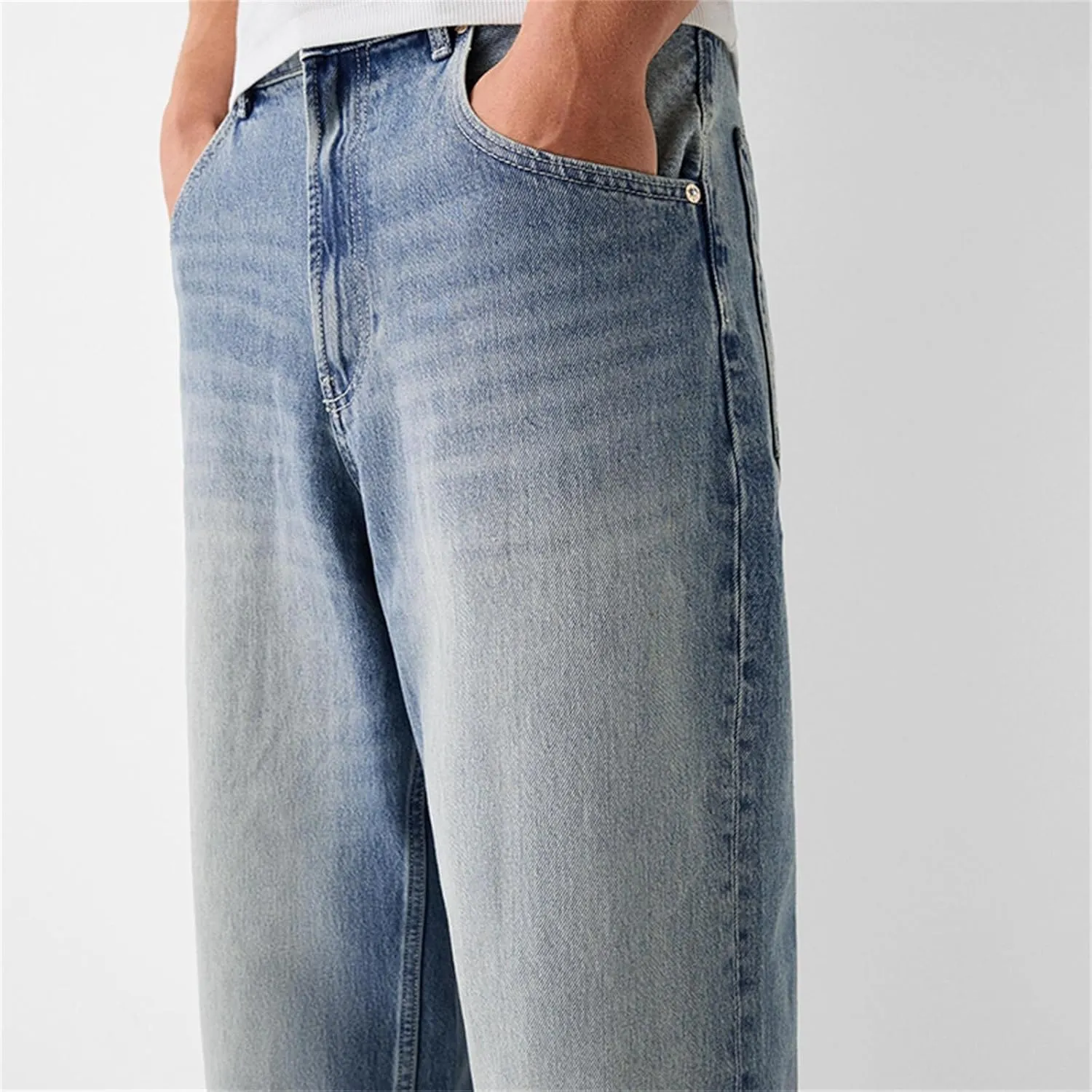 Baggy Jeans for Men Streetwear Hip Hop Vintage Wide Leg Loose Fit Denim Pants Skater Distressed Jeans Trousers