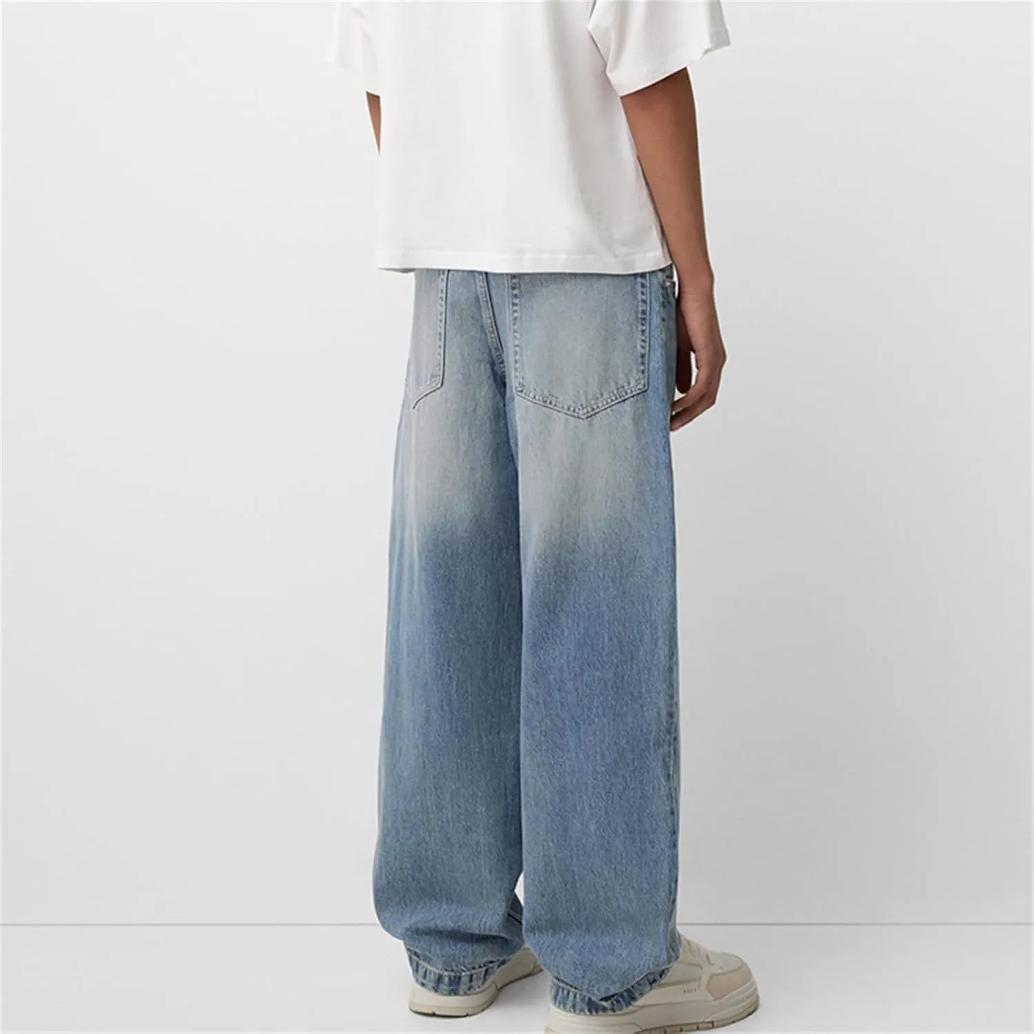 Baggy Jeans for Men Streetwear Hip Hop Vintage Wide Leg Loose Fit Denim Pants Skater Distressed Jeans Trousers