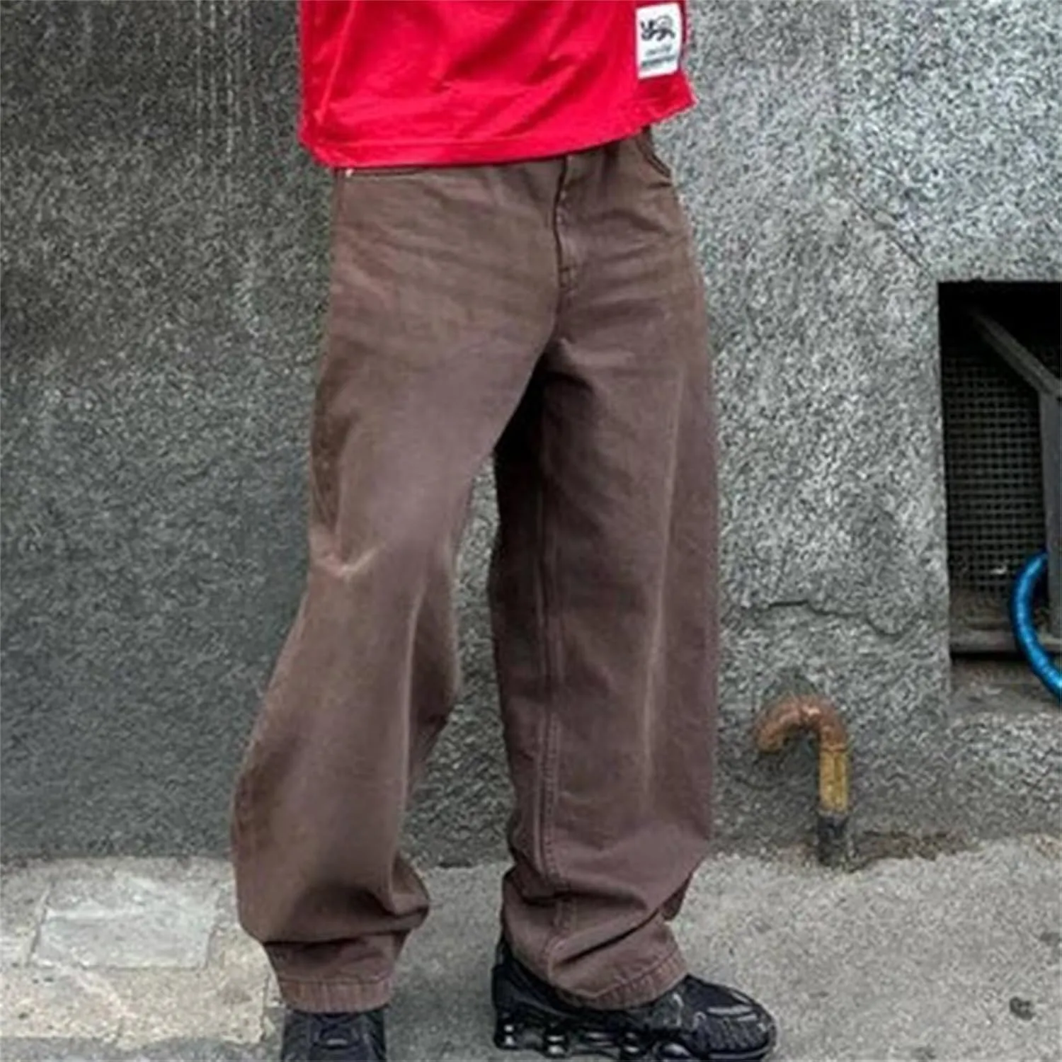 Baggy Jeans for Men Streetwear Hip Hop Vintage Wide Leg Loose Fit Denim Pants Skater Distressed Jeans Trousers