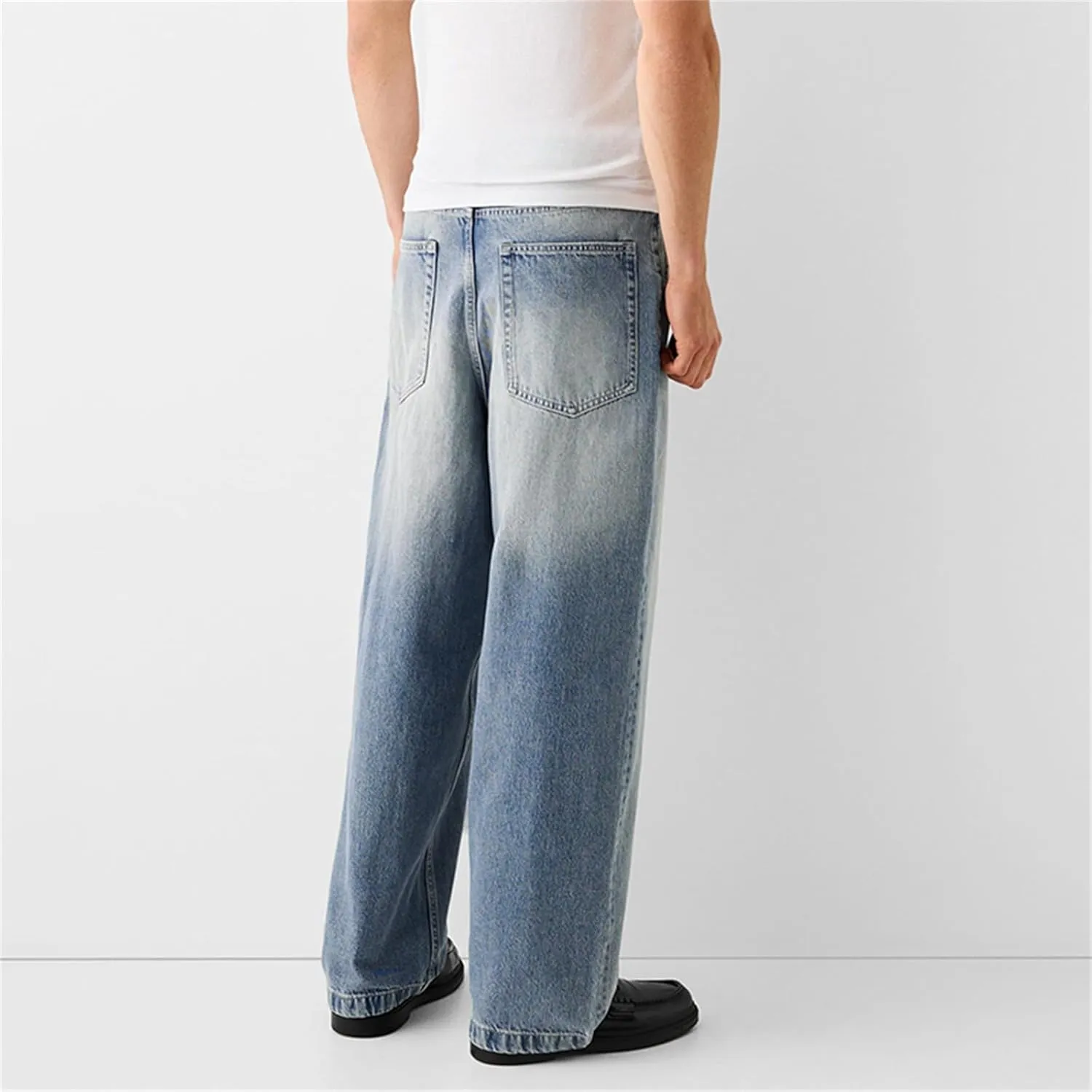Baggy Jeans for Men Streetwear Hip Hop Vintage Wide Leg Loose Fit Denim Pants Skater Distressed Jeans Trousers