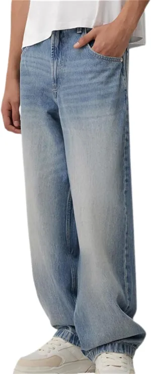 Baggy Jeans for Men Streetwear Hip Hop Vintage Wide Leg Loose Fit Denim Pants Skater Distressed Jeans Trousers