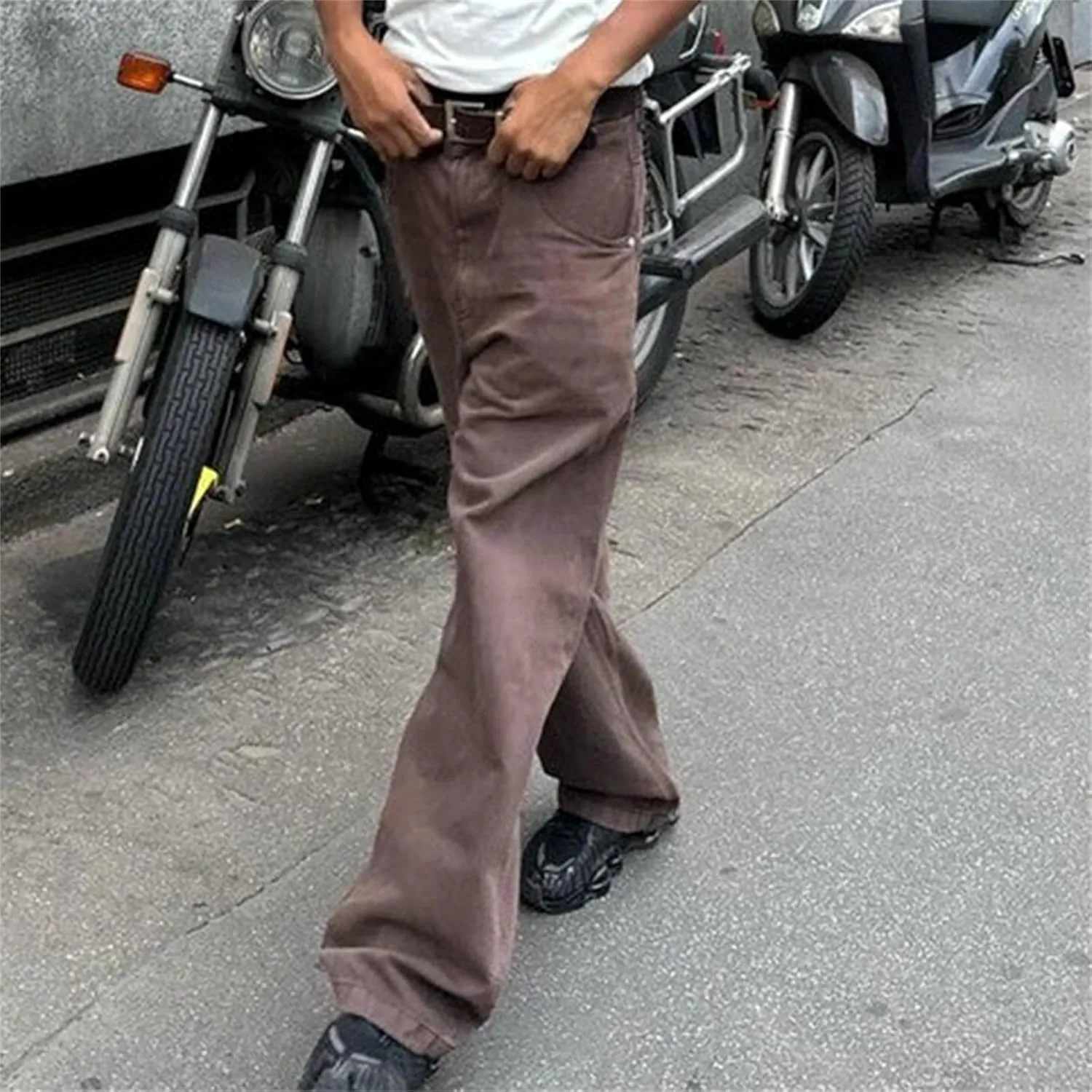 Baggy Jeans for Men Streetwear Hip Hop Vintage Wide Leg Loose Fit Denim Pants Skater Distressed Jeans Trousers