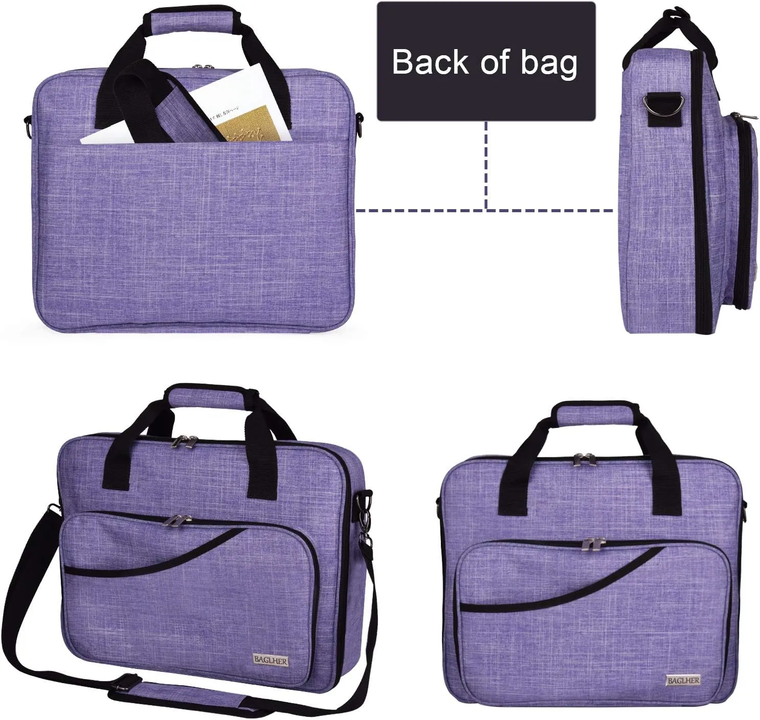 BAGLHER Cross Stitch & Embroidery Organizer Bag - Large Portable Project Storage with 3 Compartments, Travel Friendly Carrying Case for 11.2" Hoops, Threads, Supplies (Purple)