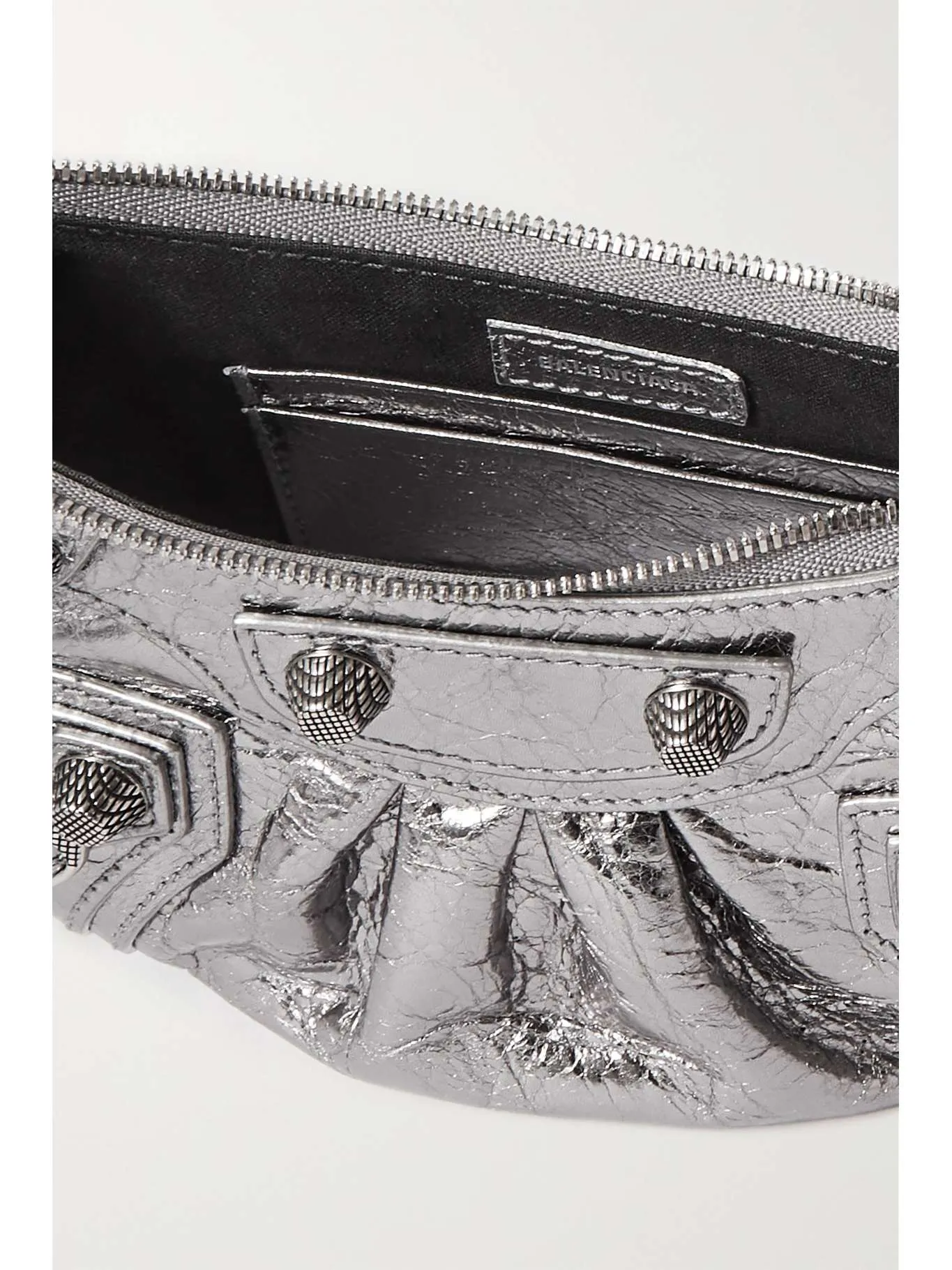 BALENCIAGA Le Cagole mini studded metallic shoulder bag
