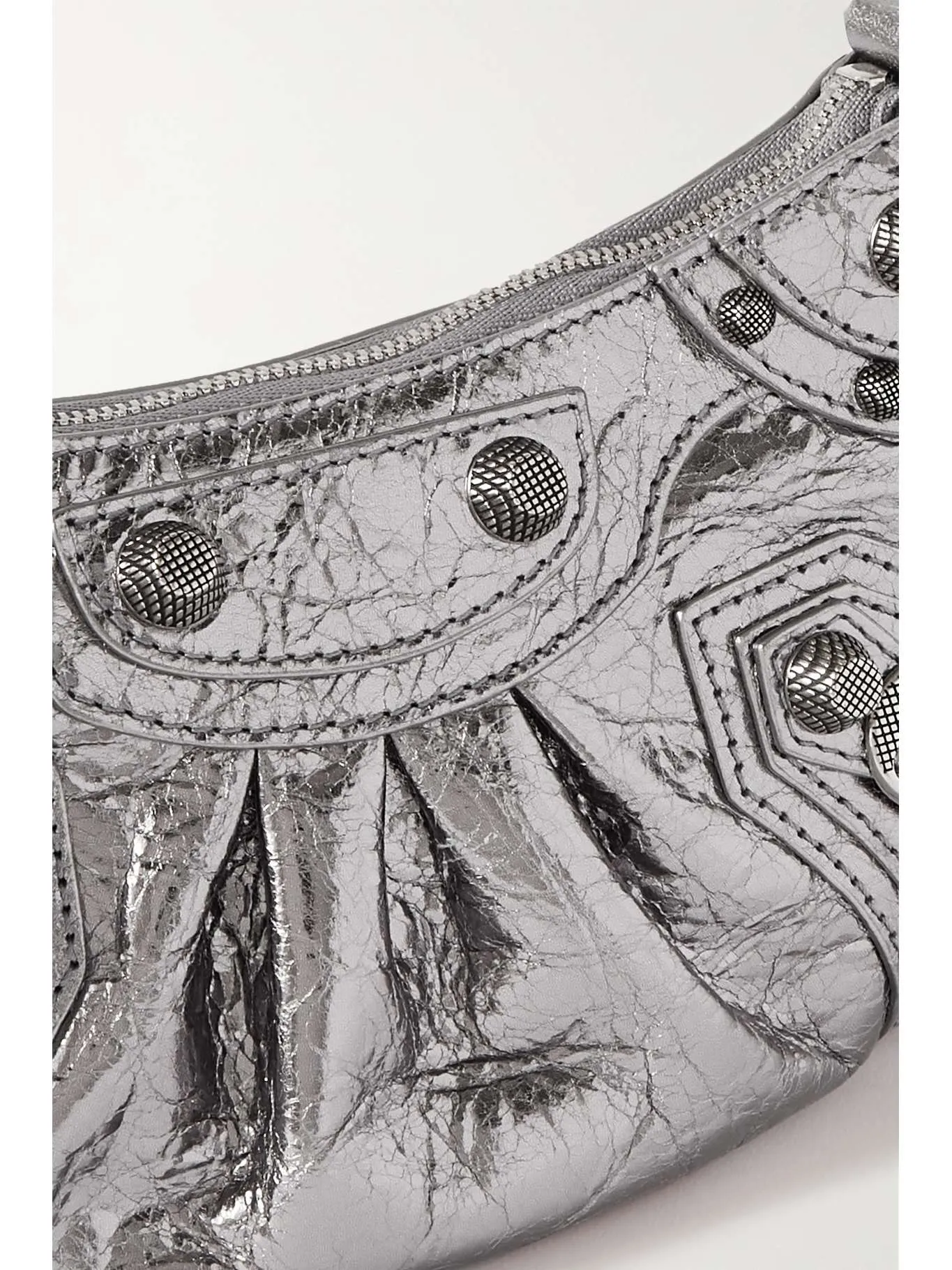 BALENCIAGA Le Cagole mini studded metallic shoulder bag
