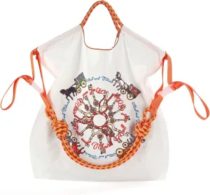 Ball&Chain Carriage Pattern Embroidery Nylon Tote Bag for Women, Travel Shoulder Bag Top Handle HandBags for Work, Travel