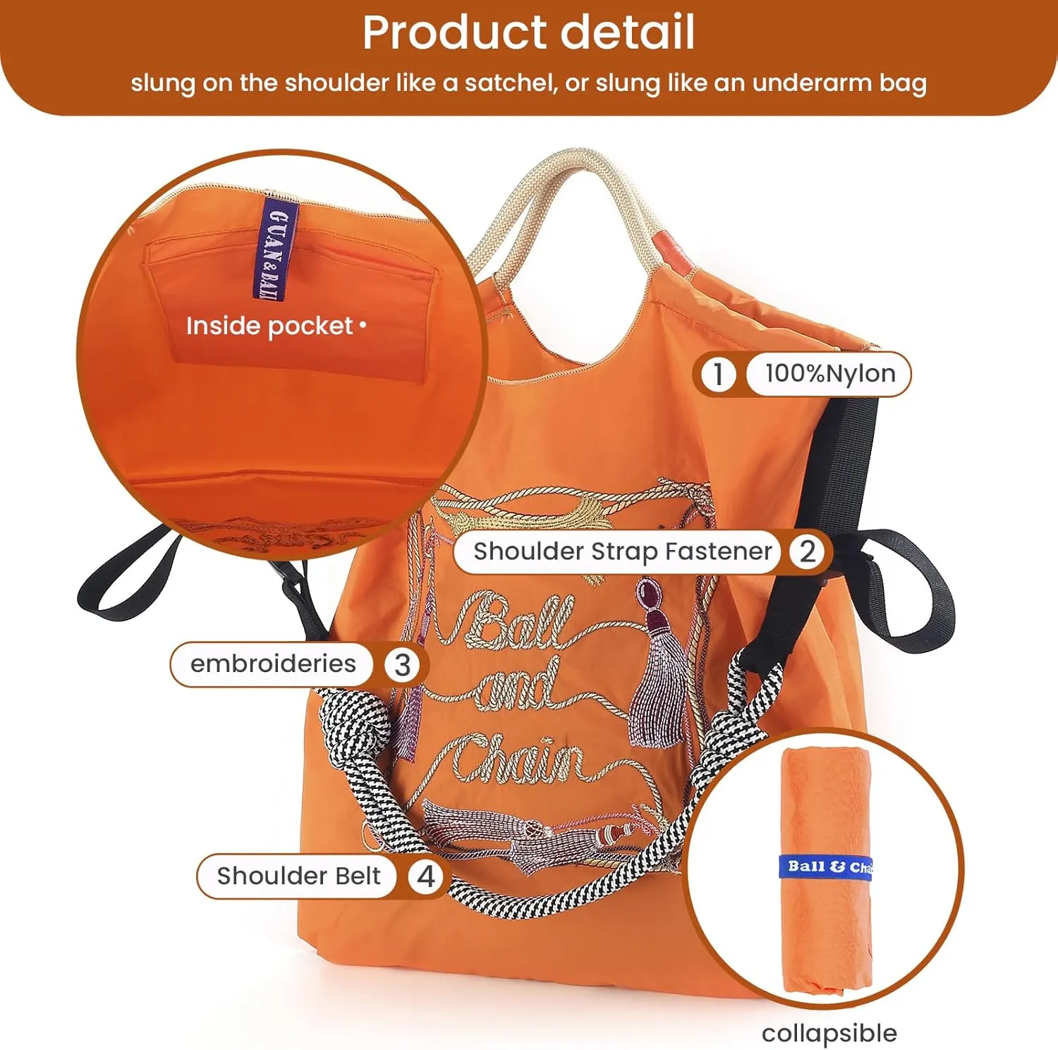 Ball&Chain Large Tote Bag For Women, Travel Shoulder Bag Top Handle Handbag for Gym, Work, Travel