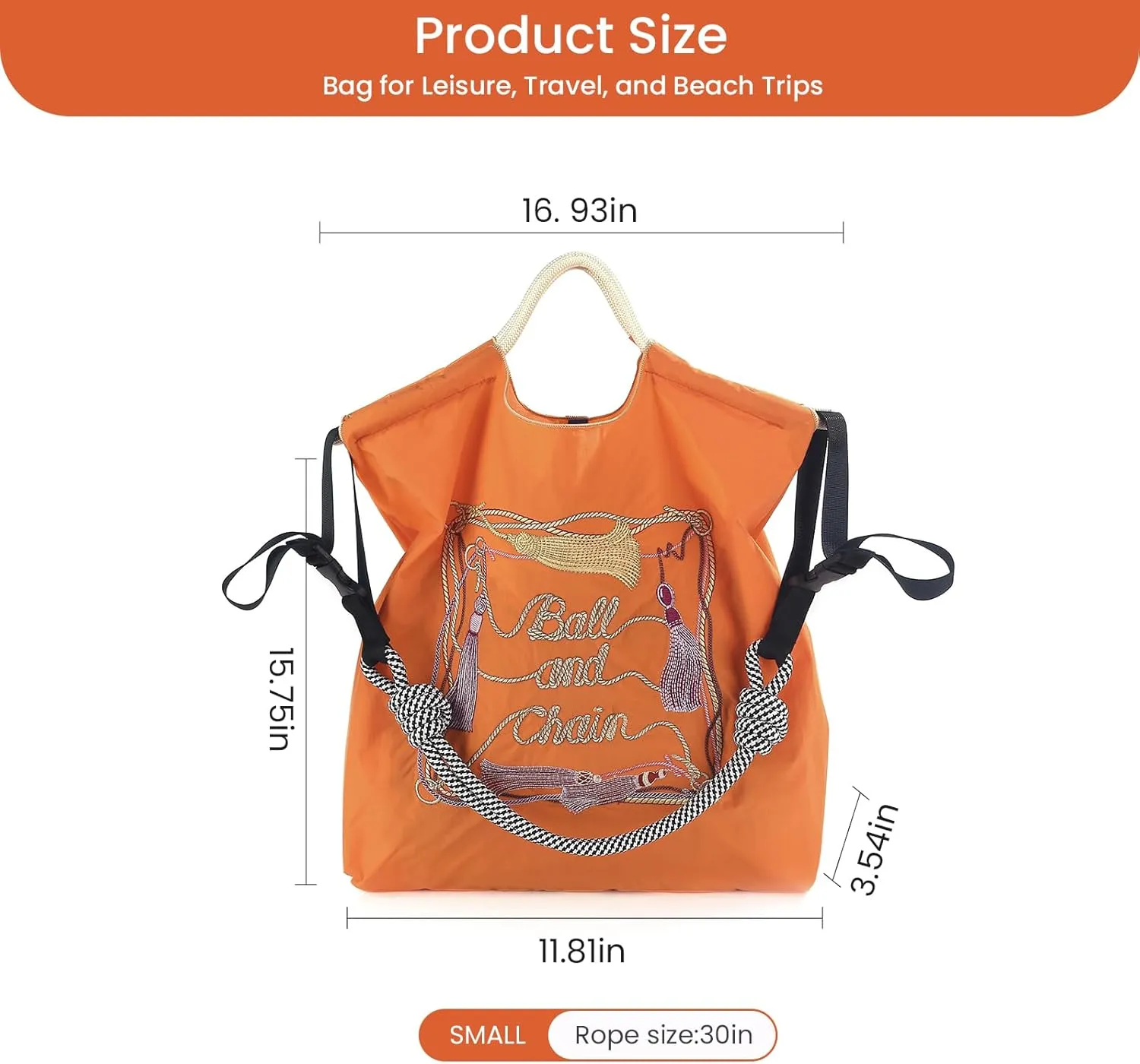 Ball&Chain Large Tote Bag For Women, Travel Shoulder Bag Top Handle Handbag for Gym, Work, Travel