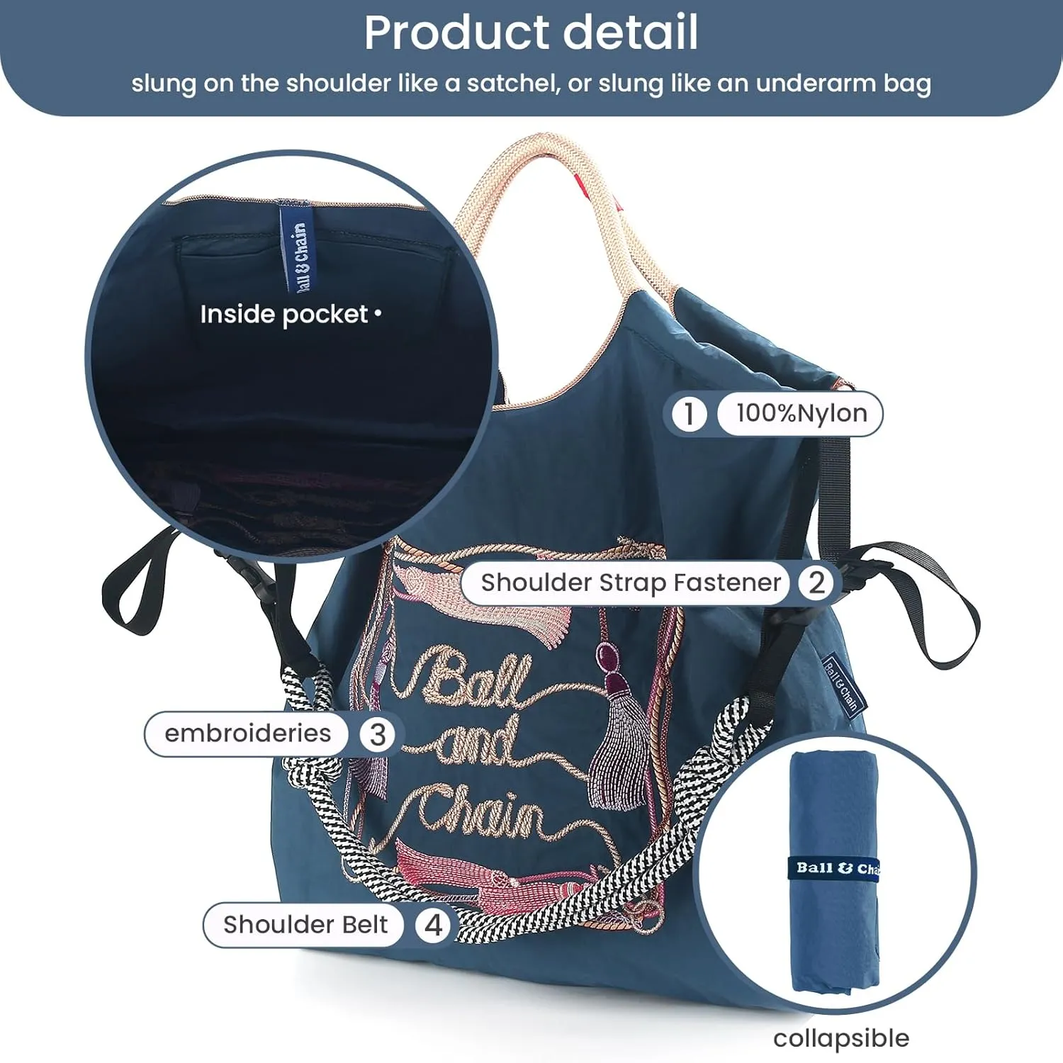 Ball&Chain Large Tote Bag For Women, Travel Shoulder Bag Top Handle Handbag for Gym, Work, Travel