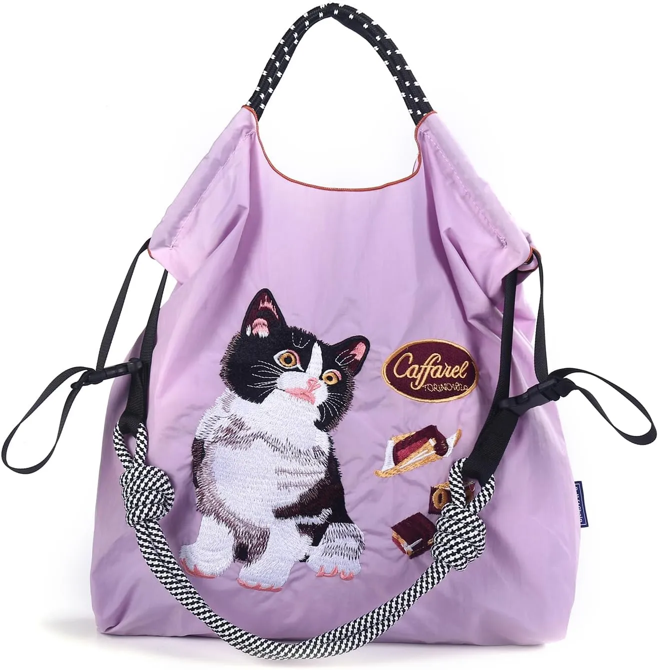 Ball&Chain Tote Bags for Women Nylon Embroidery Tote Purse Crossbody Bags with Pockets Shoulder Handbags for Work