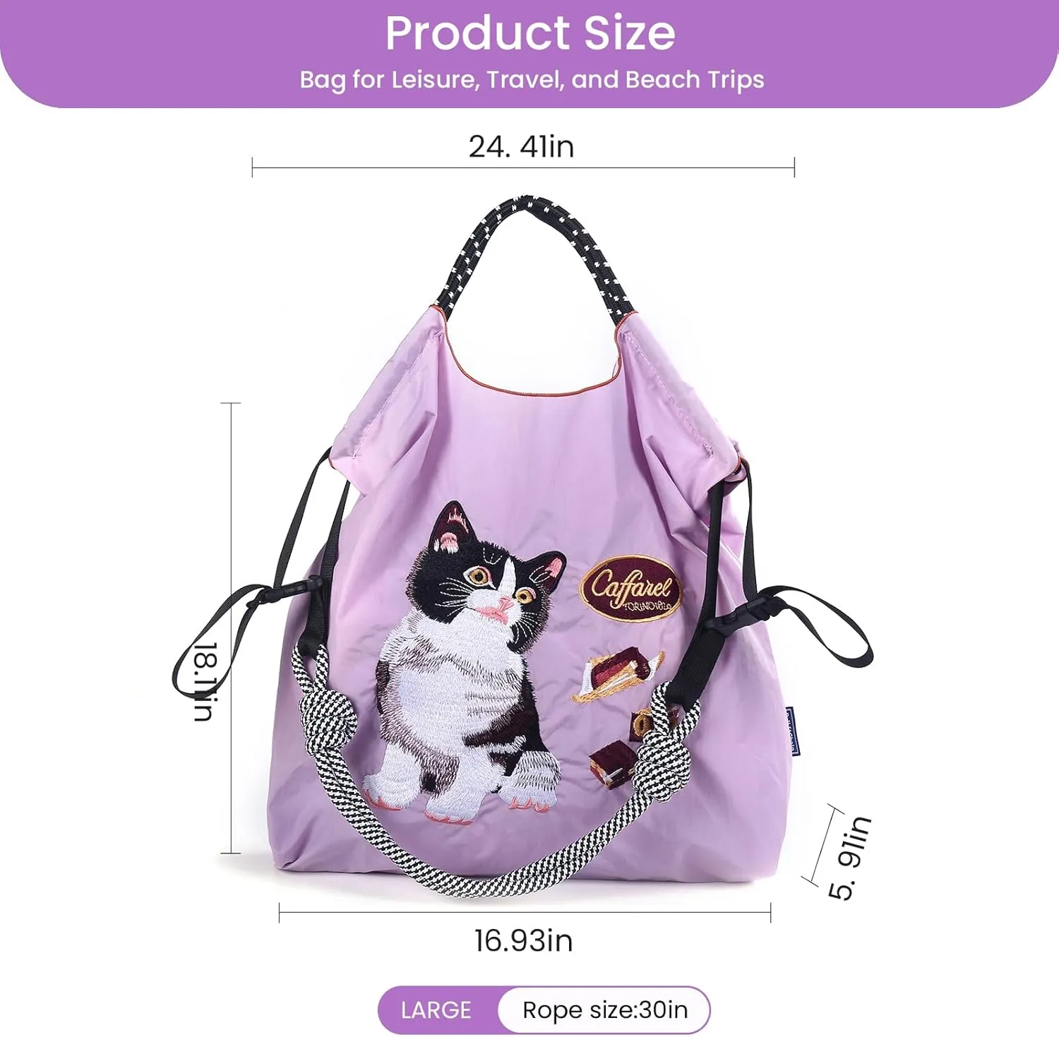 Ball&Chain Tote Bags for Women Nylon Embroidery Tote Purse Crossbody Bags with Pockets Shoulder Handbags for Work