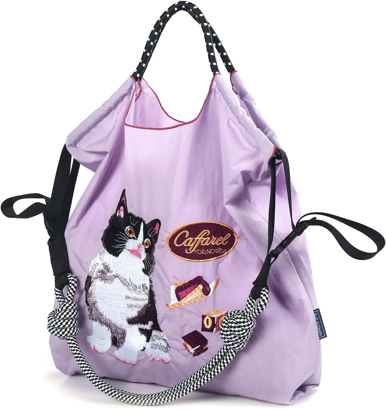 Ball&Chain Tote Bags for Women Nylon Embroidery Tote Purse Crossbody Bags with Pockets Shoulder Handbags for Work